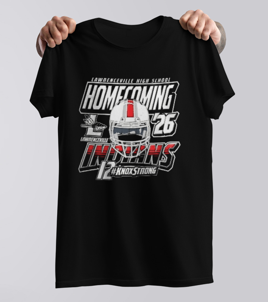 Lawrenceville Indians Knox Strong 12 Homecoming 26 Football Helmet T-Shirt