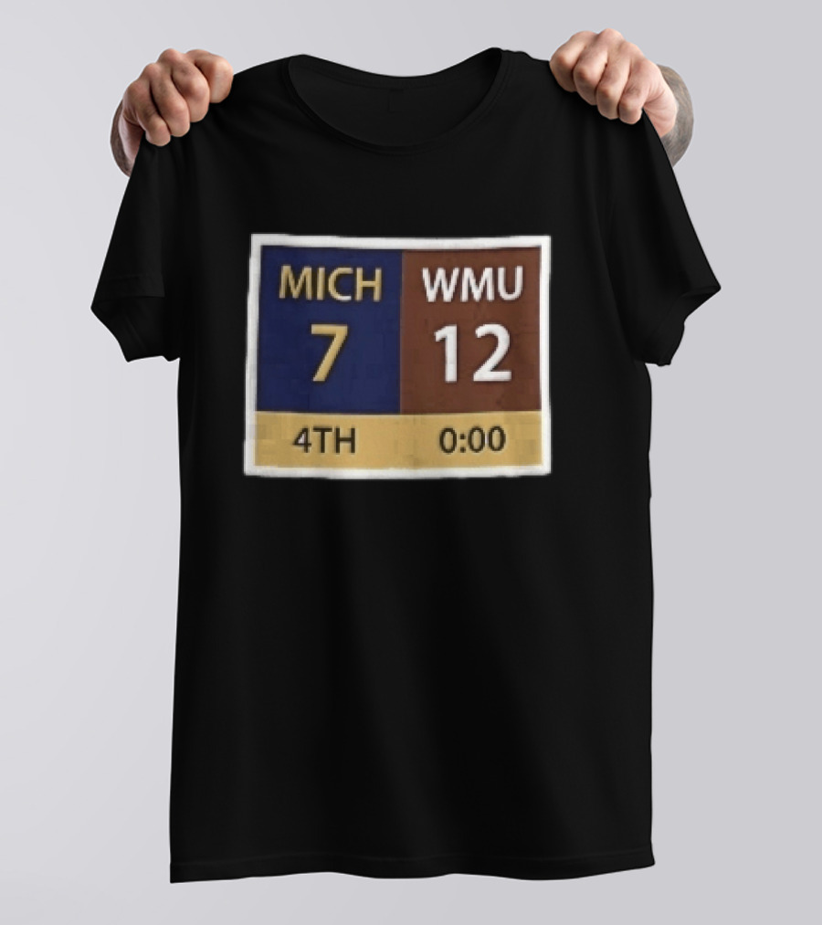 Mich 7 Wmu 12 4th 0 00 Football Game Scoreboard T-Shirt