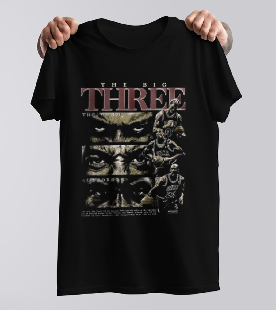 The Big Three The Worm Pip Jordan Chicago Bulls Trio Basketball Legends T-Shirt