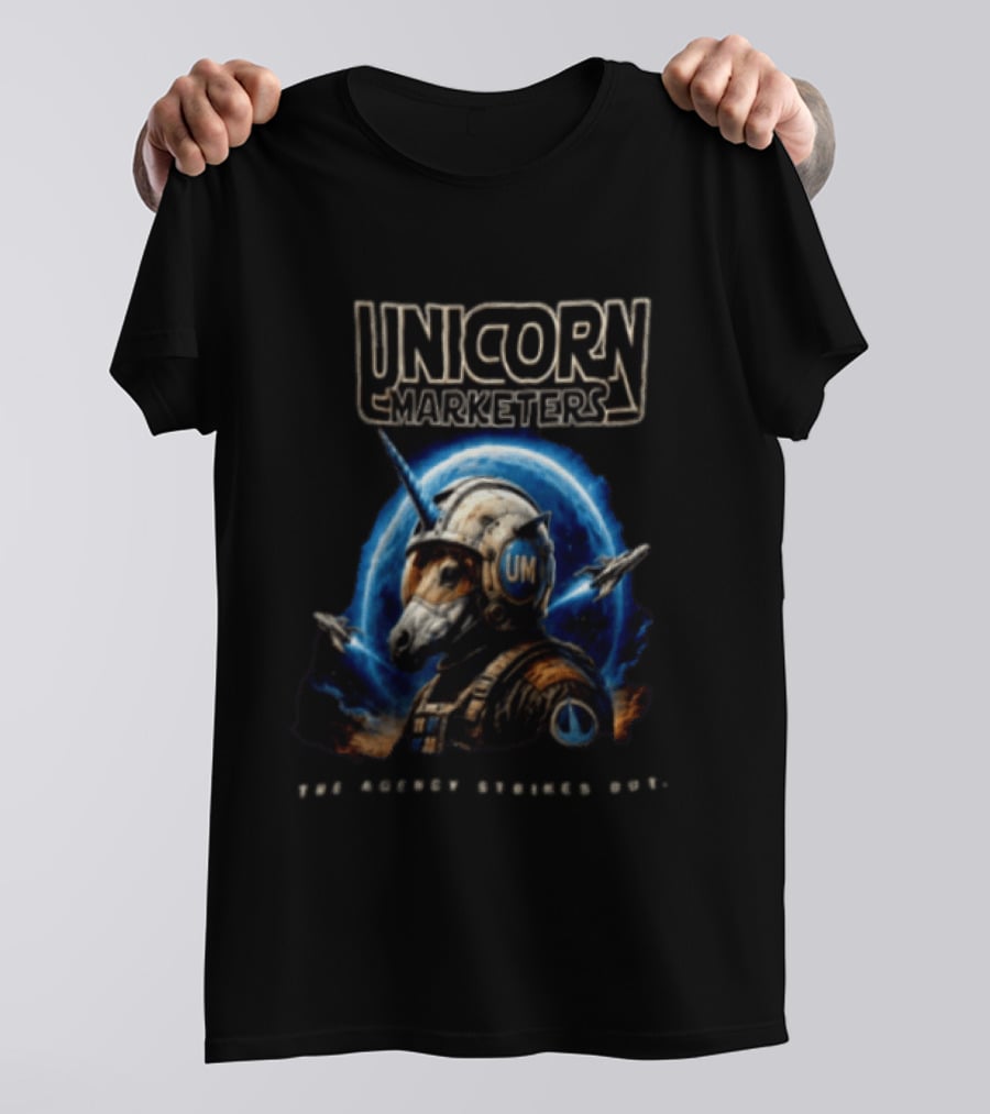 Unicorn Marketers Astronaut Space Adventure The Agency Strikes Out T-Shirt