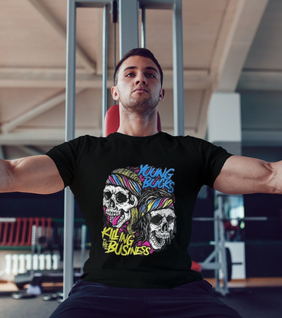 Young Bucks Killing The Business Neon Skulls Bandanas T-Shirt