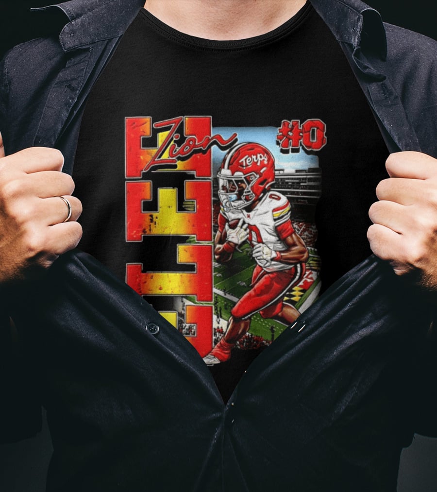 Zion #0 Maryland Terrapins NCAA Football Player Caricature T-Shirt