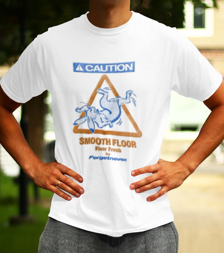 Caution Smooth Floor Forgetnever Rabbit Falling T-Shirt