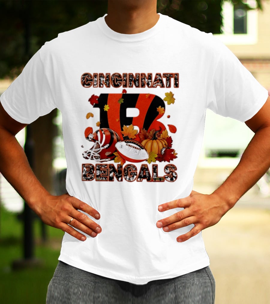 Cincinnati Bengals Autumn Fall Pumpkin Football 2026 Halloween T-Shirt