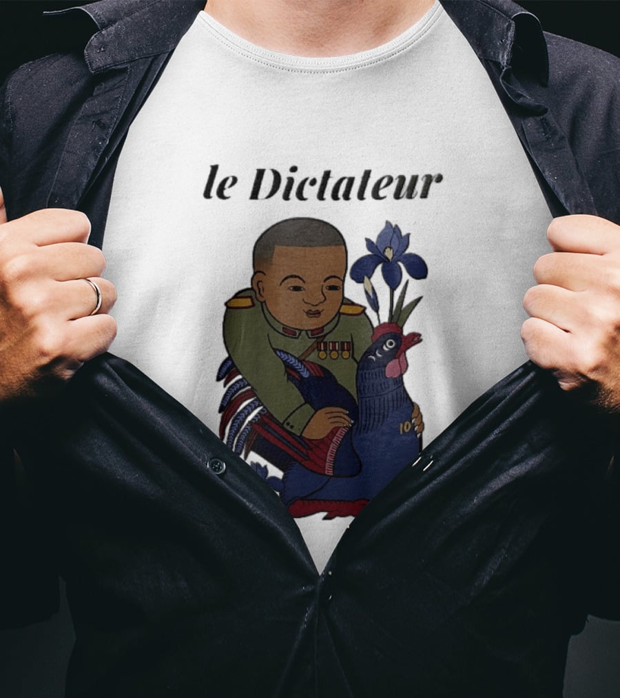 Le Dictateur Sportsbook 2026 Military Officer Cartoon French Rooster Iris Flowers T-Shirt