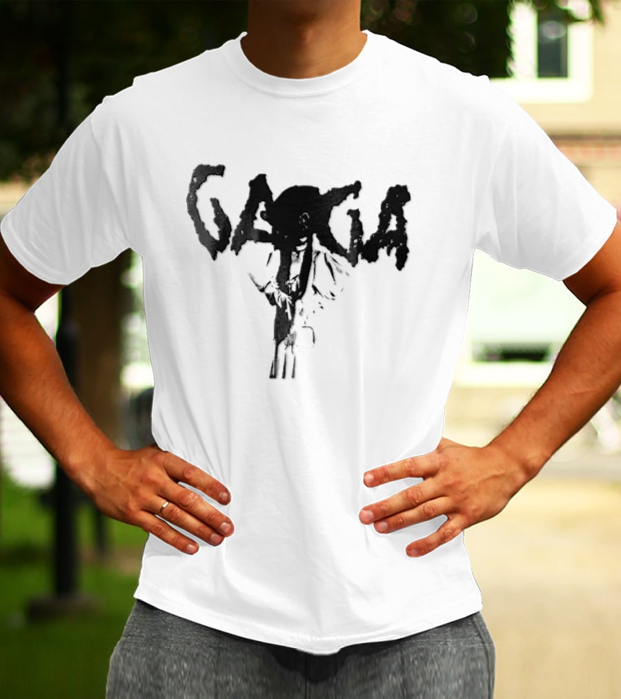 Gaga Halftone Wide Brimmed Hat Dripping Font Bootleg T-Shirt