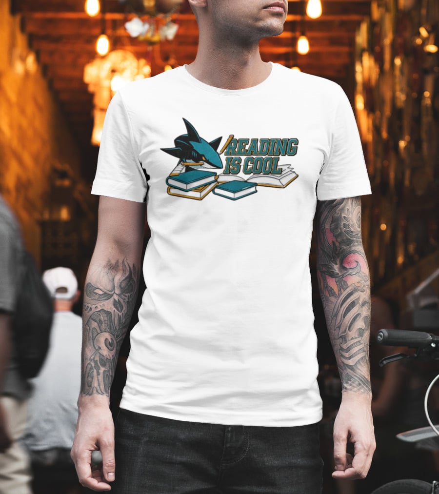 San Jose Sharks Reading Is Cool Books And Shark With Pencil T-Shirt