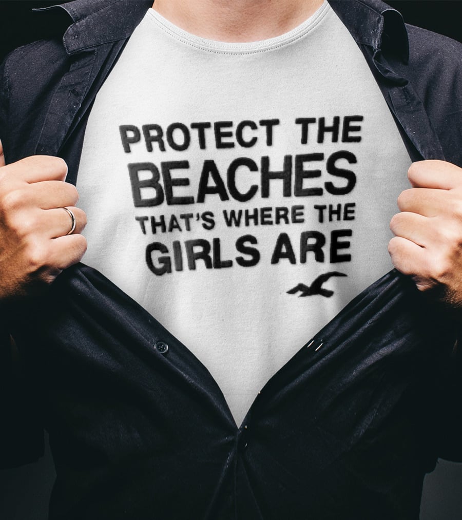 Hollister Co Protect The Beaches Girls Are Flying Seagull T-Shirt