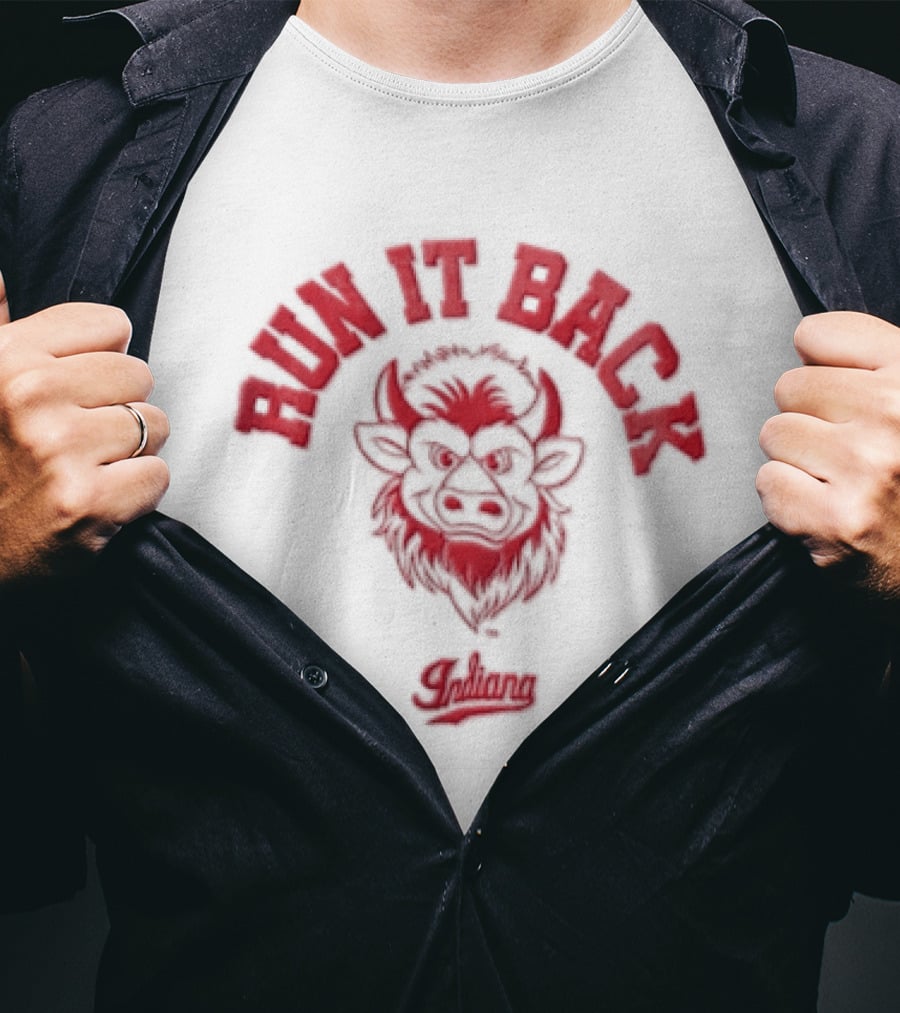 Run It Back Indiana Football Bold Red Bull T-Shirt