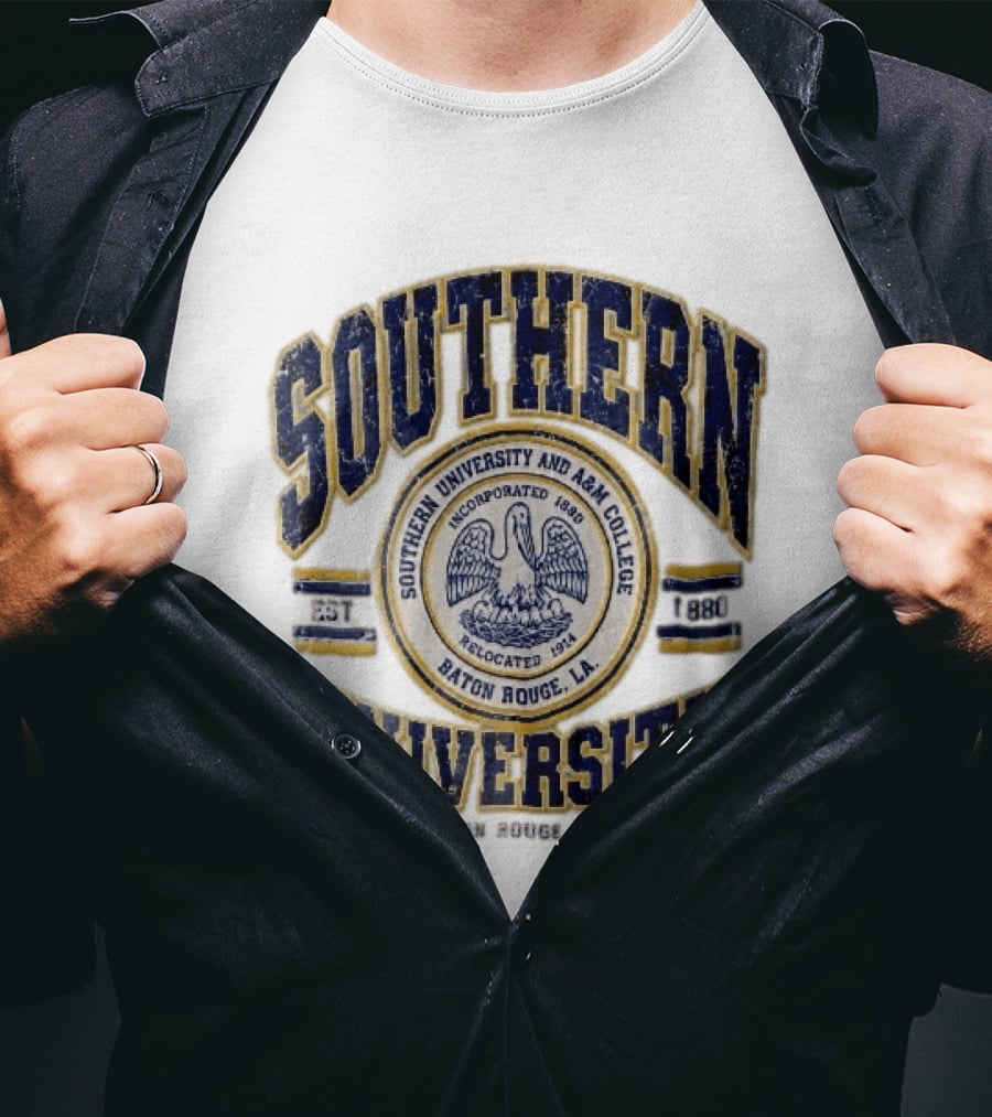 Southern University Jaguars Baton Rouge LA NCAA Est 1880 Incorporated Relocated 1914 Pelican Seal T-Shirt