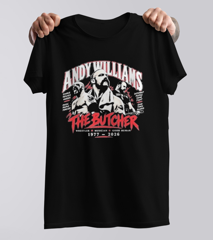 Andy Williams The Butcher Wrestler Musician 1977 2026 T-Shirt
