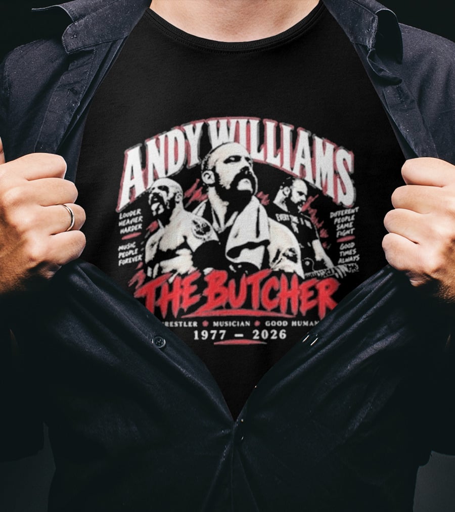Andy Williams The Butcher Wrestler Musician 1977 2026 T-Shirt