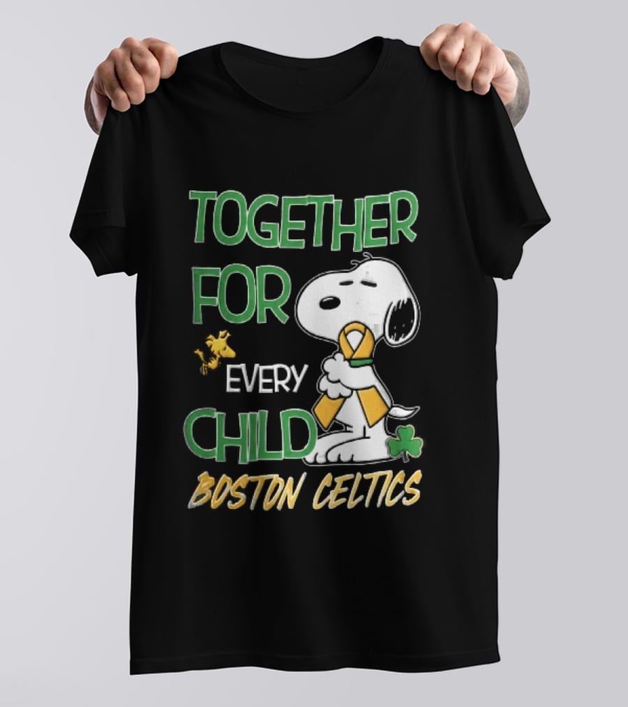 Boston Celtics Together Cartoon Dog Bird Awareness Ribbon Shamrock T-Shirt
