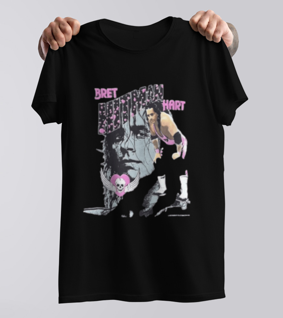 Bret Hart Hitman WWE Wrestling Skull Wings Boots T-Shirt