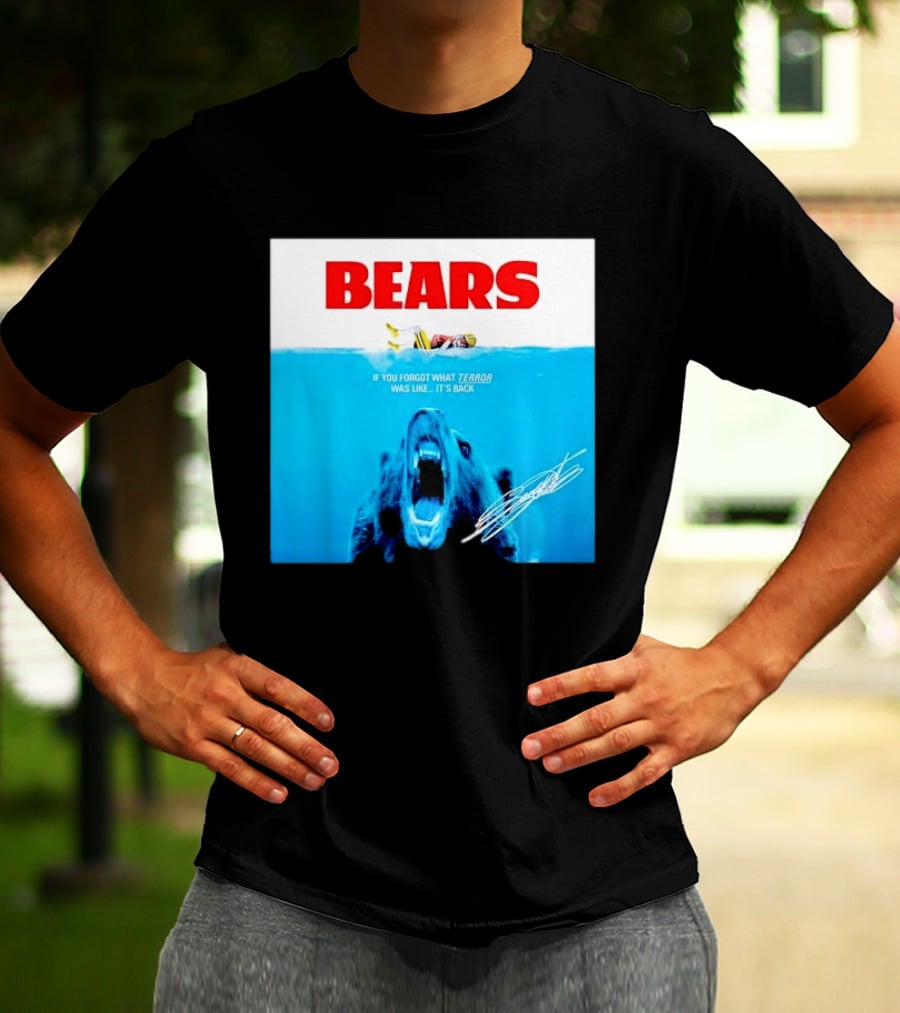 BEARS Caleb Williams Green Bay Packers Player Swimming Bear If You Forgot What Terror Was Like It's Back Chicago Bears T-Shirt