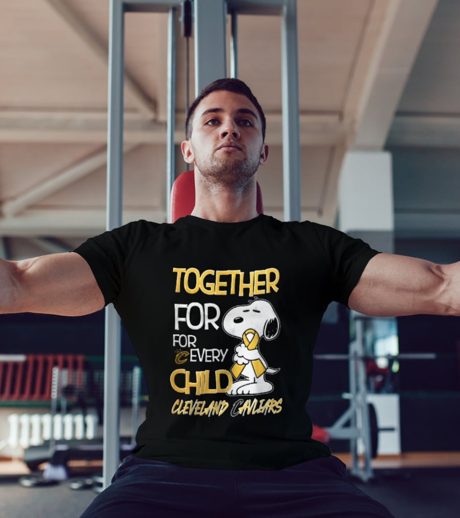Cleveland Cavaliers Together For Every Child Cartoon Dog Yellow Ribbon T-Shirt