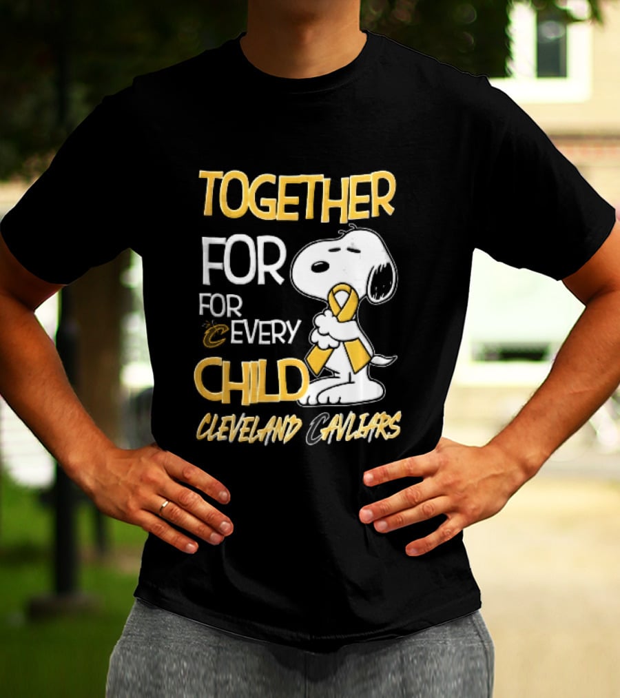 Cleveland Cavaliers Together For Every Child Cartoon Dog Yellow Ribbon T-Shirt