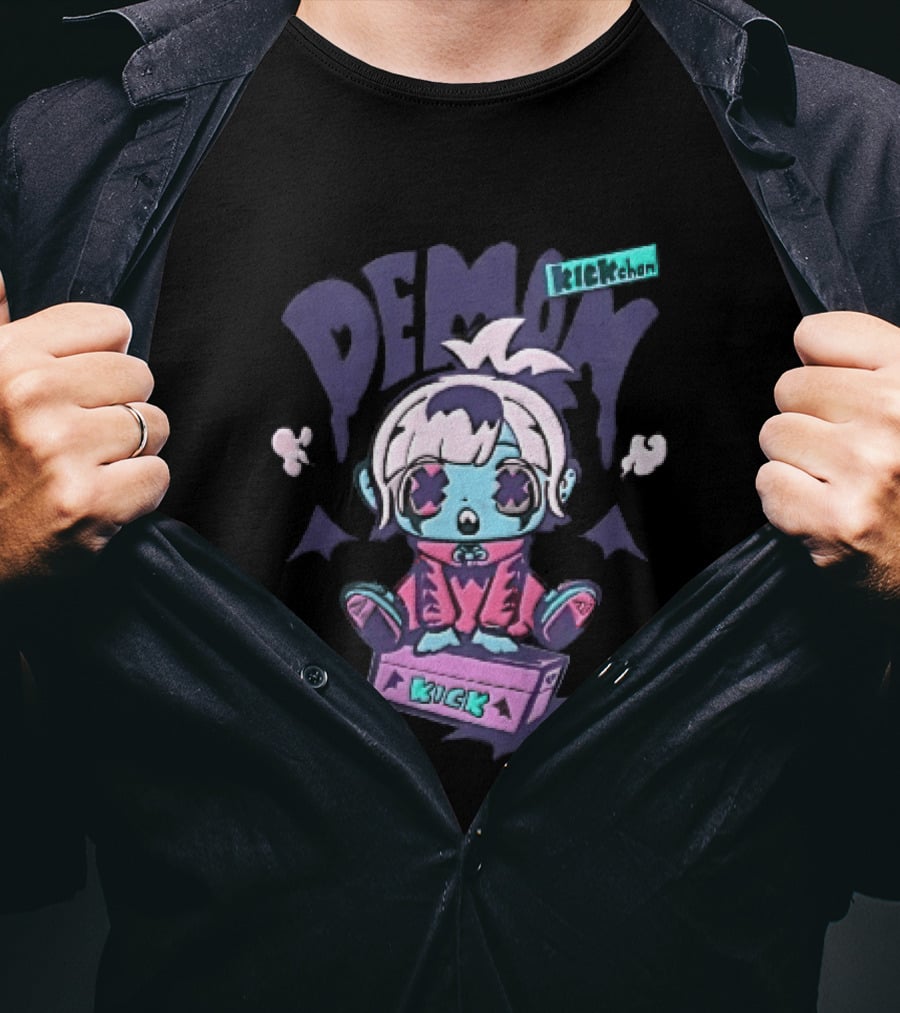 Demon Kick Cartoon Cute Character Pastel Punk Aesthetic T-Shirt