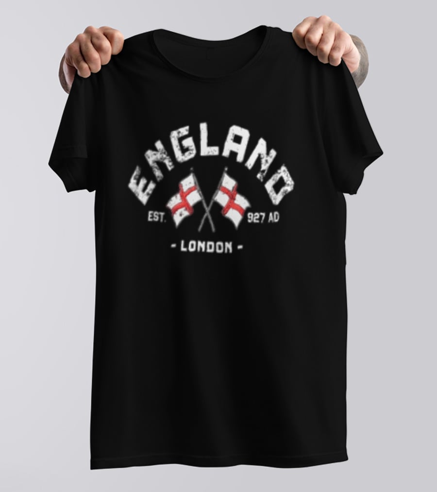 England Crossed Flag Est 927 AD London T-Shirt