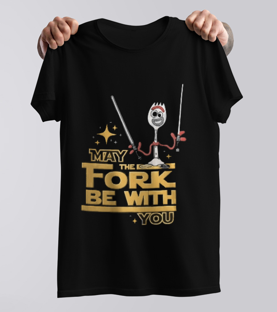 May The Fork Be With You Spork Wielding Lightsabers T-Shirt