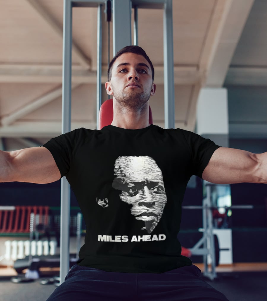 Miles Ahead Face Close Up Horizontal Lines T-Shirt
