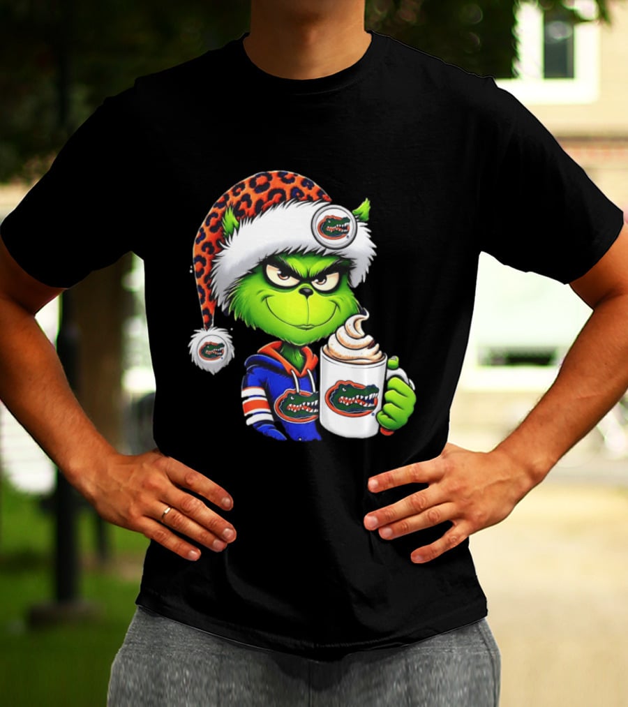 Holiday 2026 Grinch In Florida Gators With Festive And Santa Hat T-Shirt