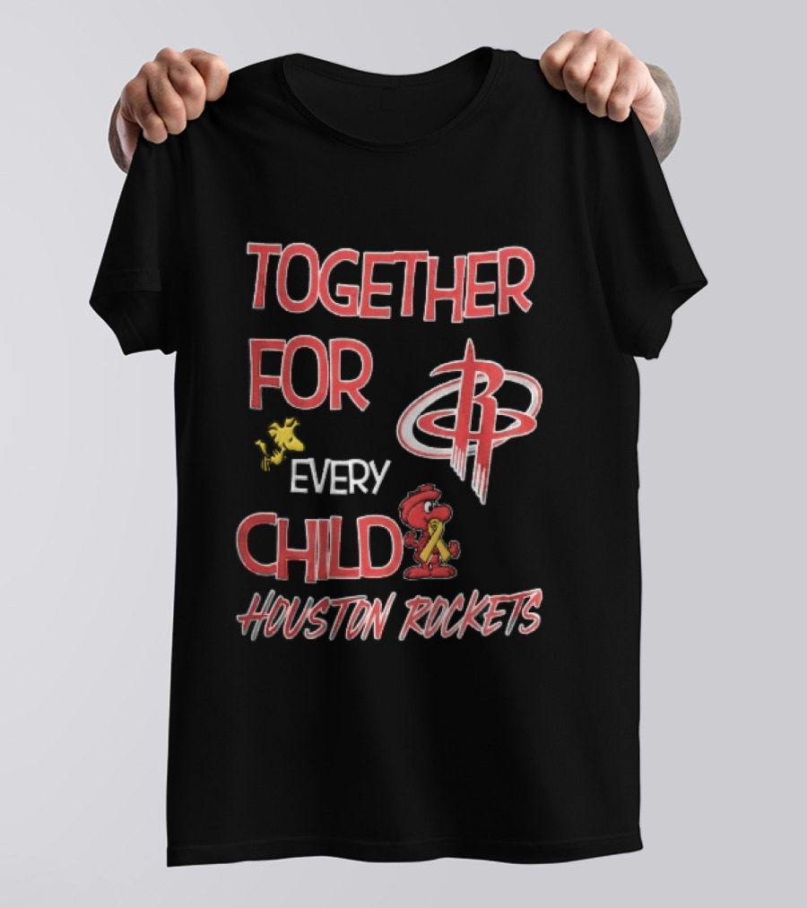 Houston Rockets Together For Every Child Cartoon Woodstock Gold Ribbon T-Shirt