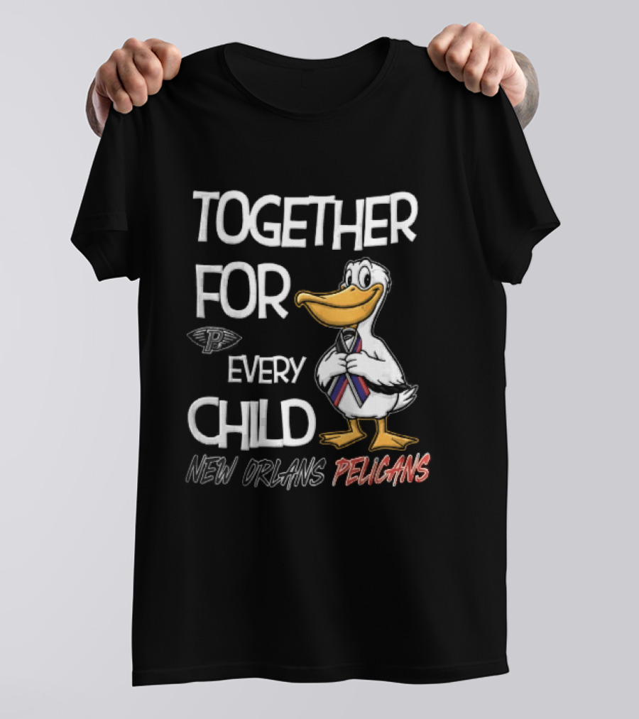 Together For Every Child New Orleans Pelicans Cartoon Awareness Ribbon T-Shirt