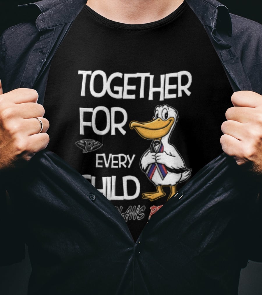 Together For Every Child New Orleans Pelicans Cartoon Awareness Ribbon T-Shirt