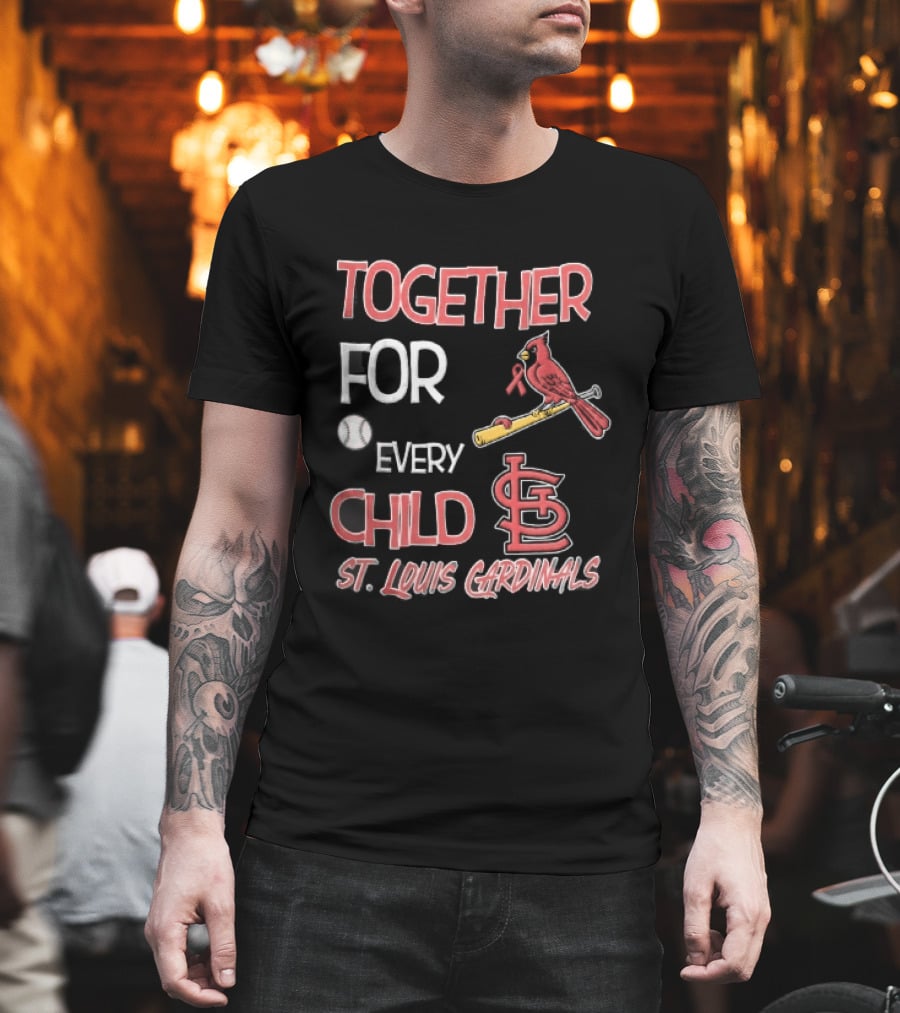 St. Louis Cardinals Together For Every Child Bird On Bat Baseball T-Shirt