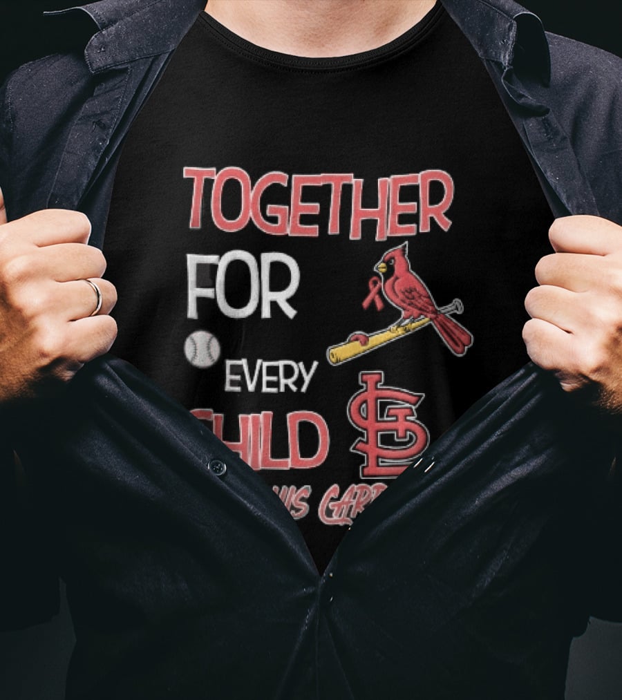 St. Louis Cardinals Together For Every Child Bird On Bat Baseball T-Shirt