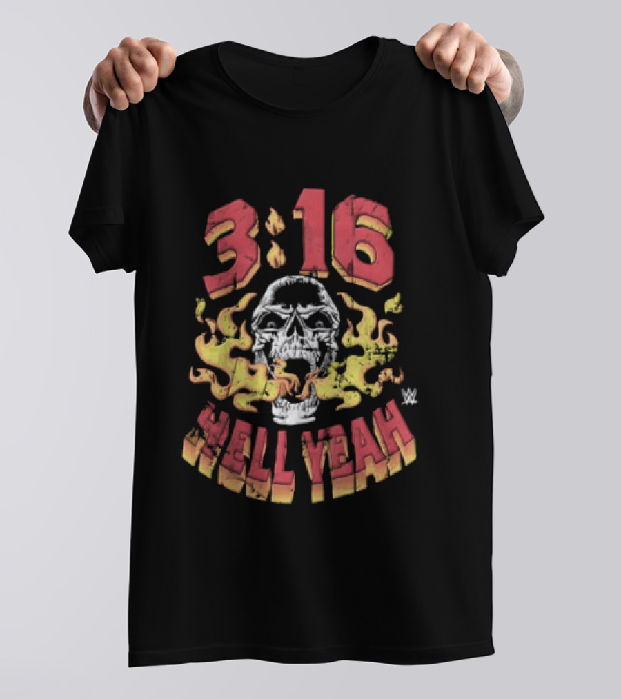 Steve Austin Stone Cold 3 16 Skull Flaming Hell Yeah WWE T-Shirt