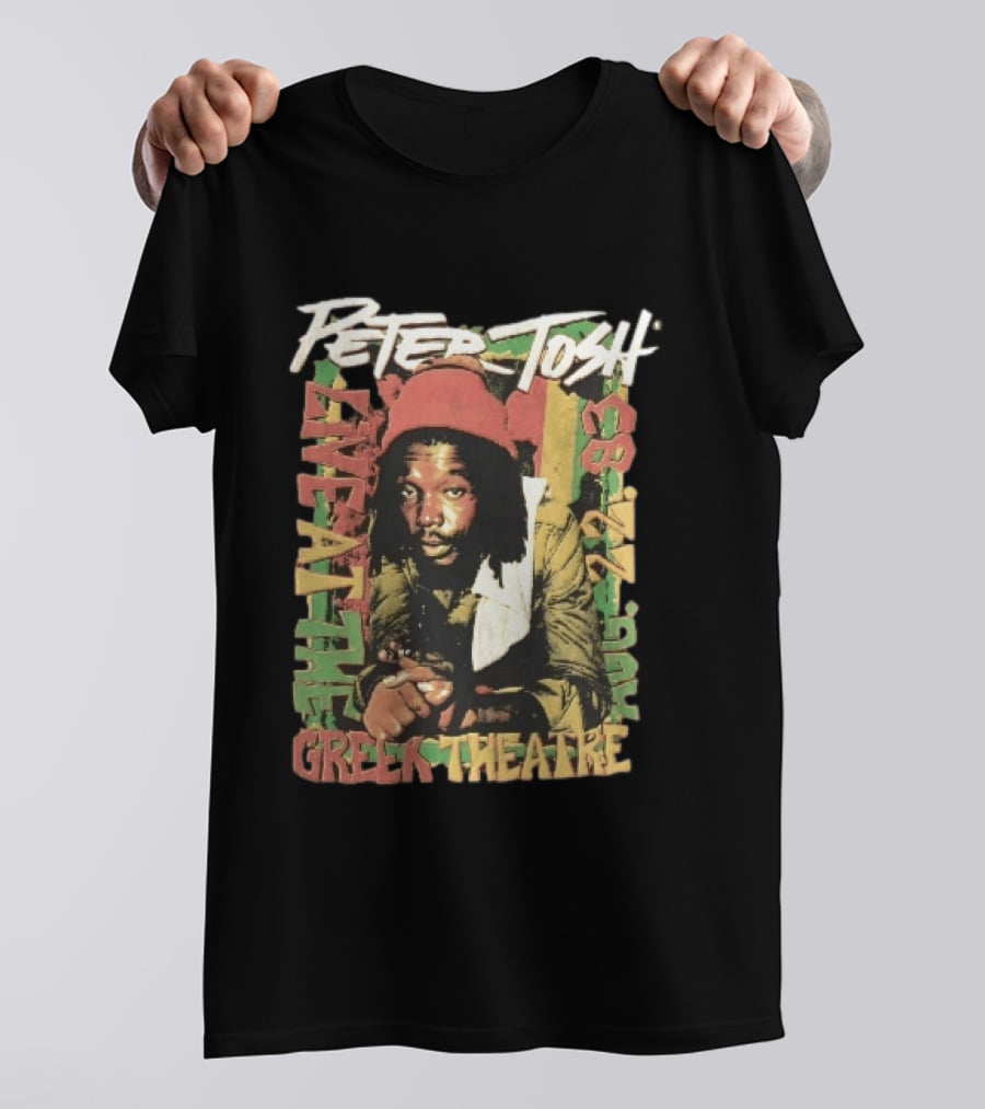Peter Tosh Live At The Greek Theatre Aug 22 83 Rastafarian Dreadlocked Musician T-Shirt