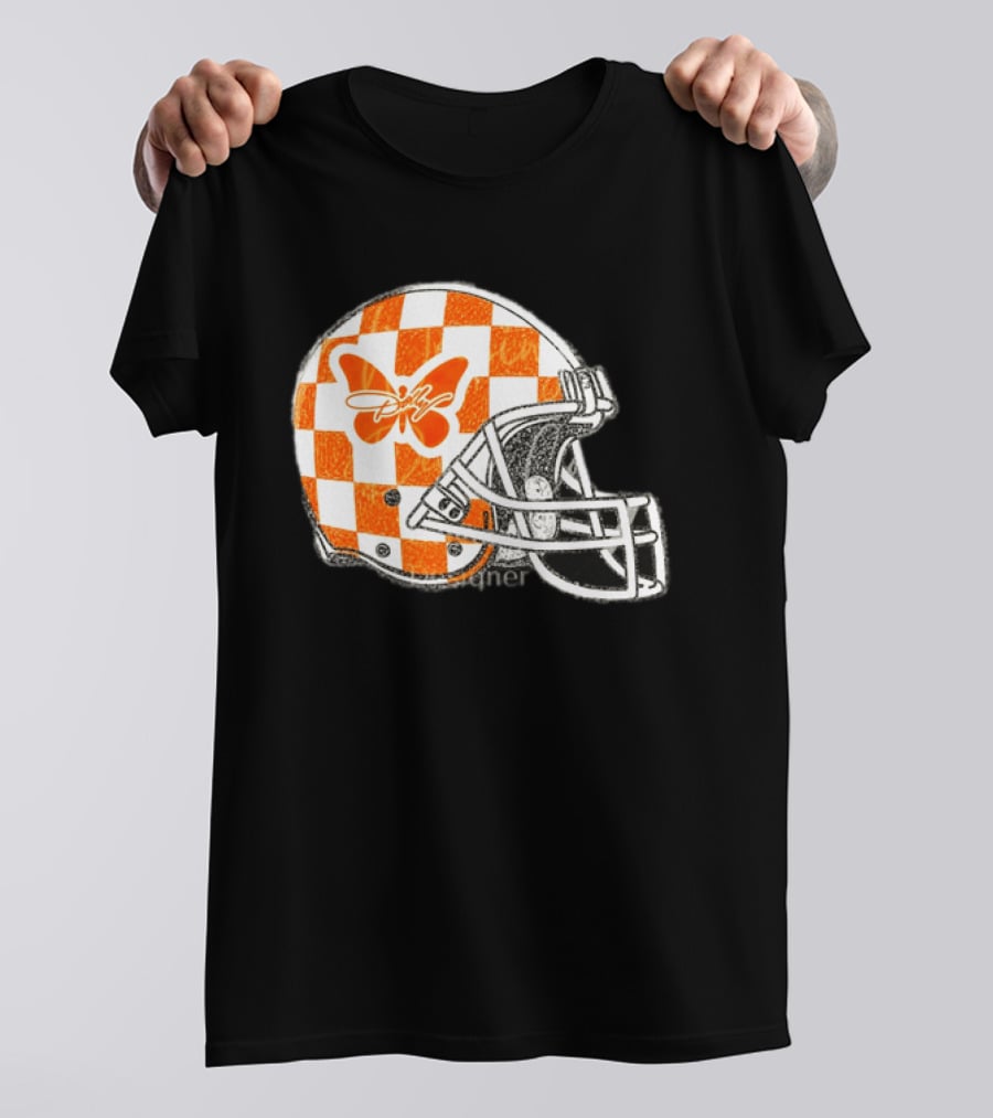 Tennessee Vols Football Helmet Checkerboard Butterfly Dolly Parton Version T-Shirt