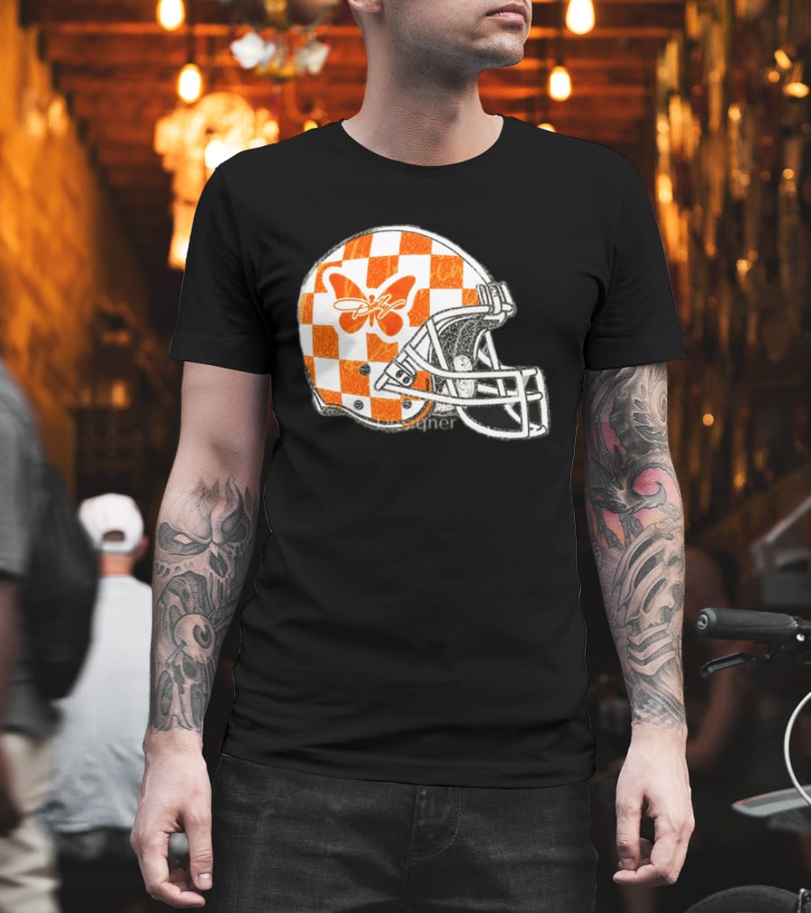 Tennessee Vols Football Helmet Checkerboard Butterfly Dolly Parton Version T-Shirt