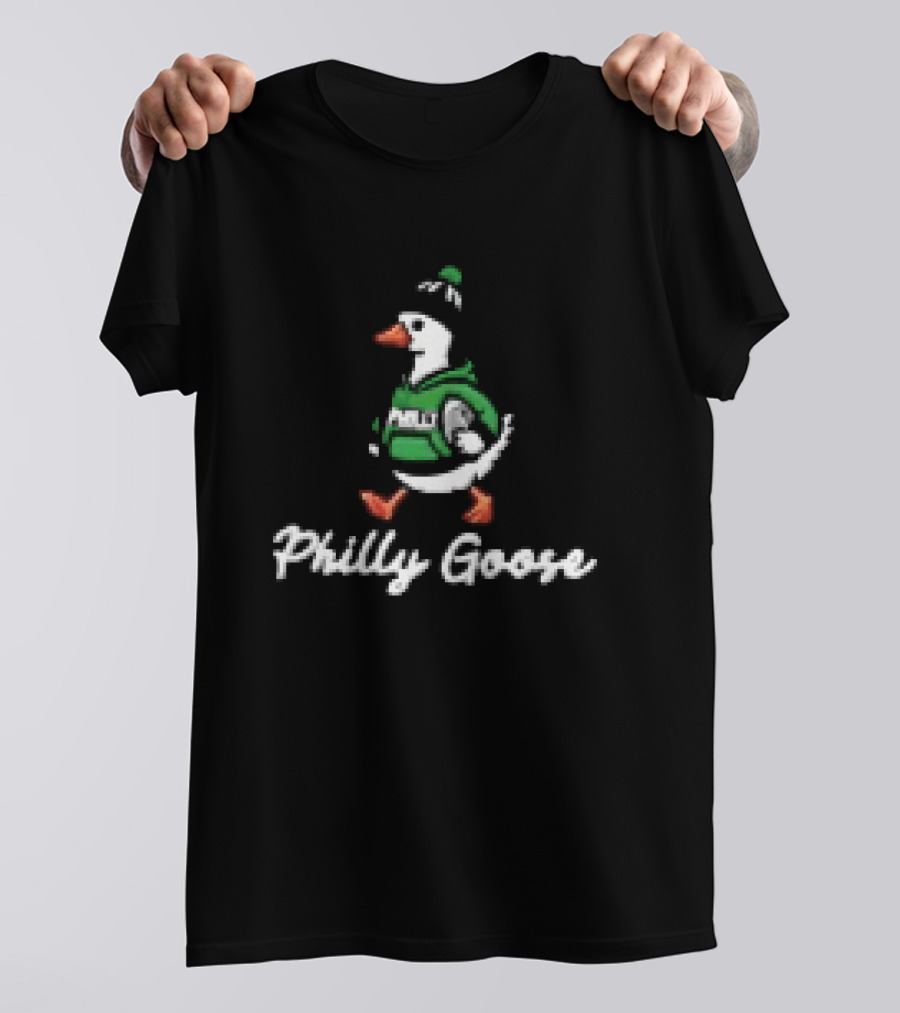 Philly Goose Cartoon In Green Football Hat T-Shirt