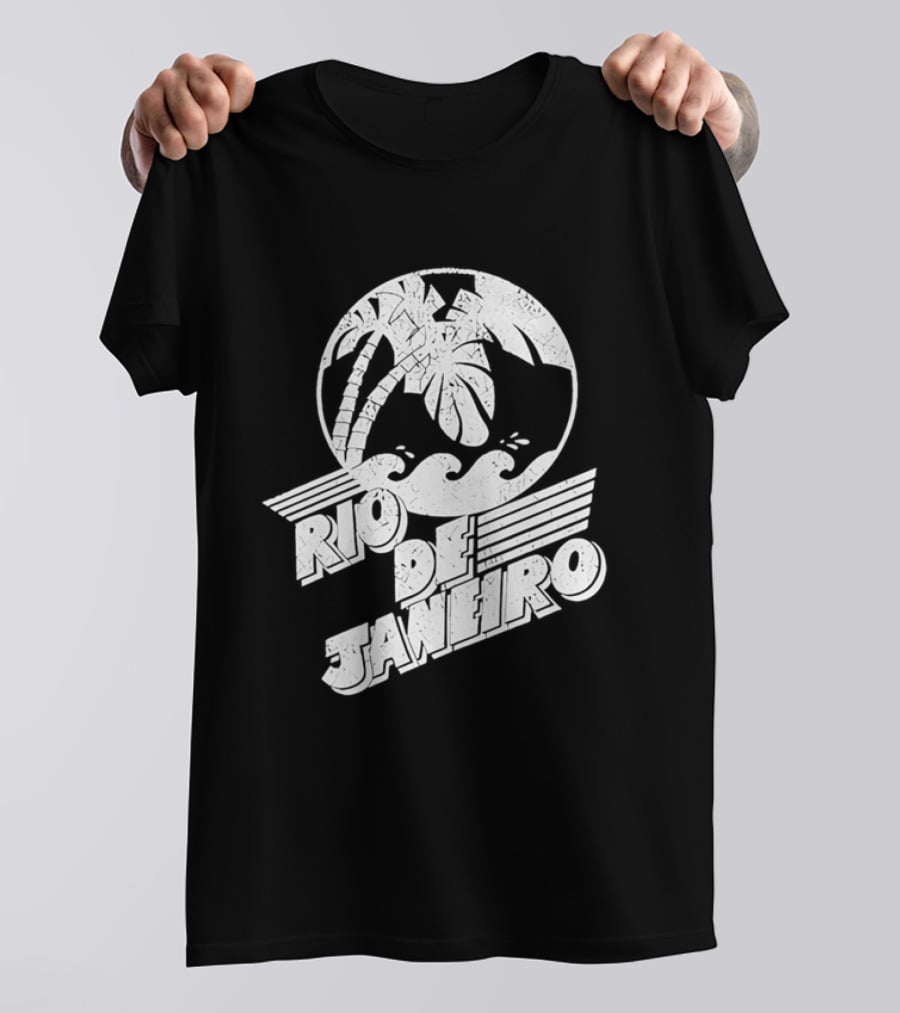 Rio De Janeiro Palm Tree Tropical Waves Circle T-Shirt