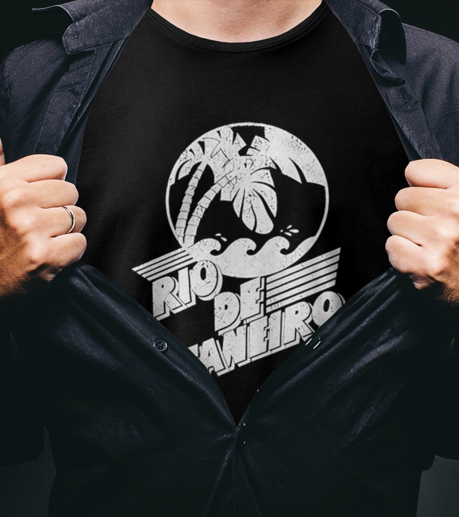 Rio De Janeiro Palm Tree Tropical Waves Circle T-Shirt