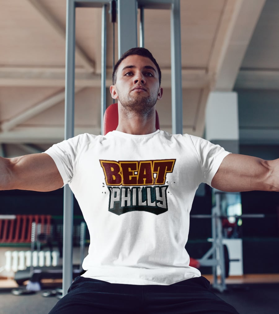 Beat Philly Burgundy Gold Cracked Block Shattered Debris T-Shirt