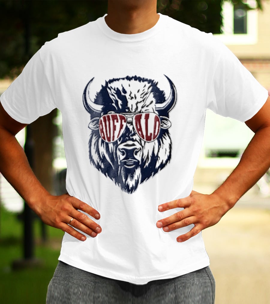 Buffalo Distressed Bison Aviator Sunglasses T-Shirt