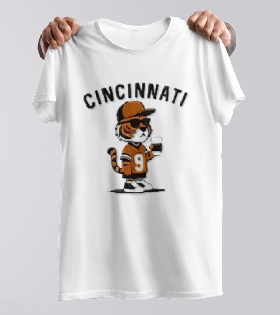 Cincinnati Bengals Cartoon Tiger Sunglasses Jersey Coffee Cup T-Shirt