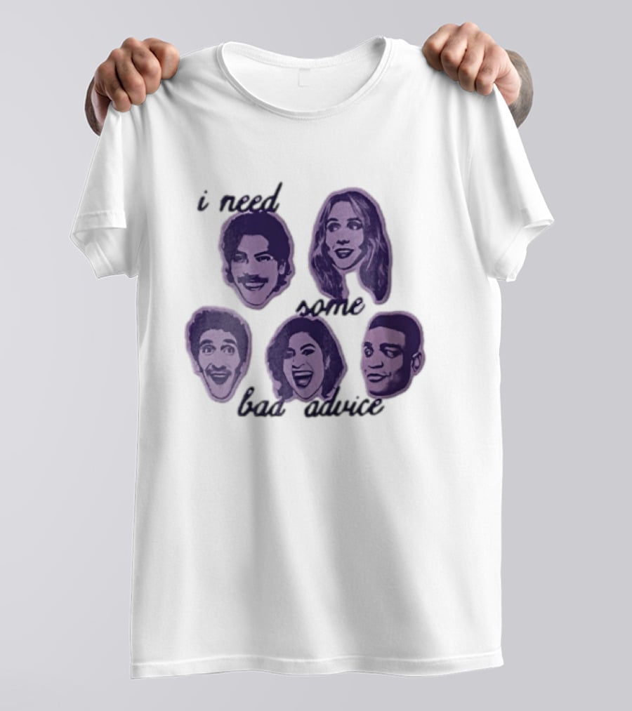 I Need Some Bad Advice Purple Monochromatic Five People Head Cutouts T-Shirt