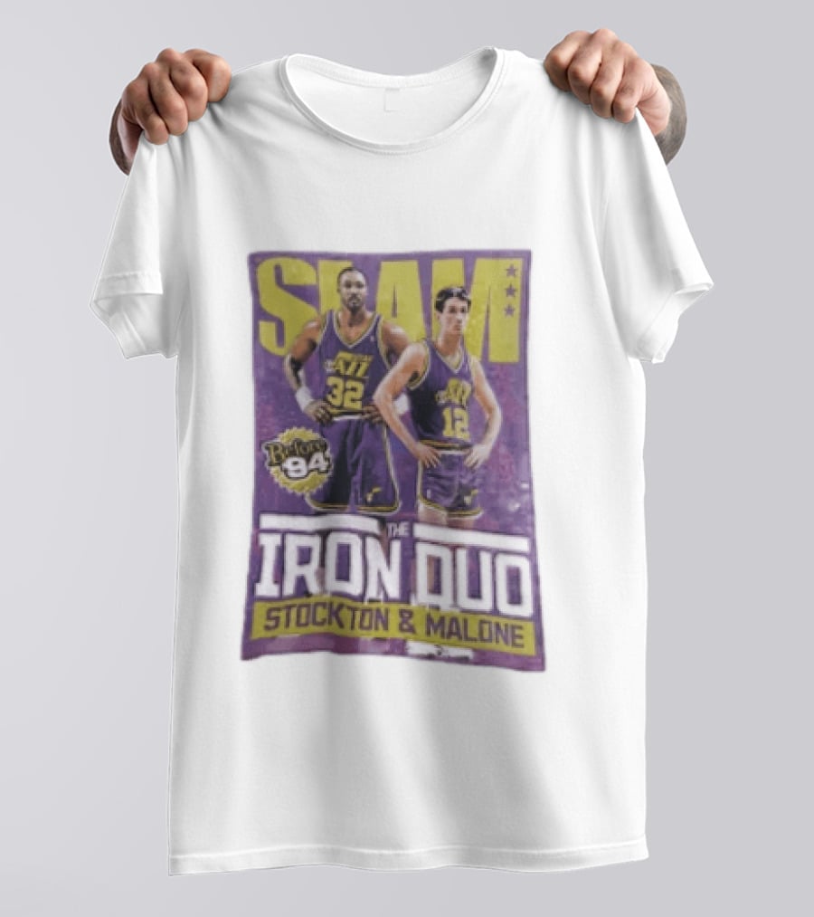 Slam Utah Jazz Before 94 Iron Duo Stockton Malone T-Shirt