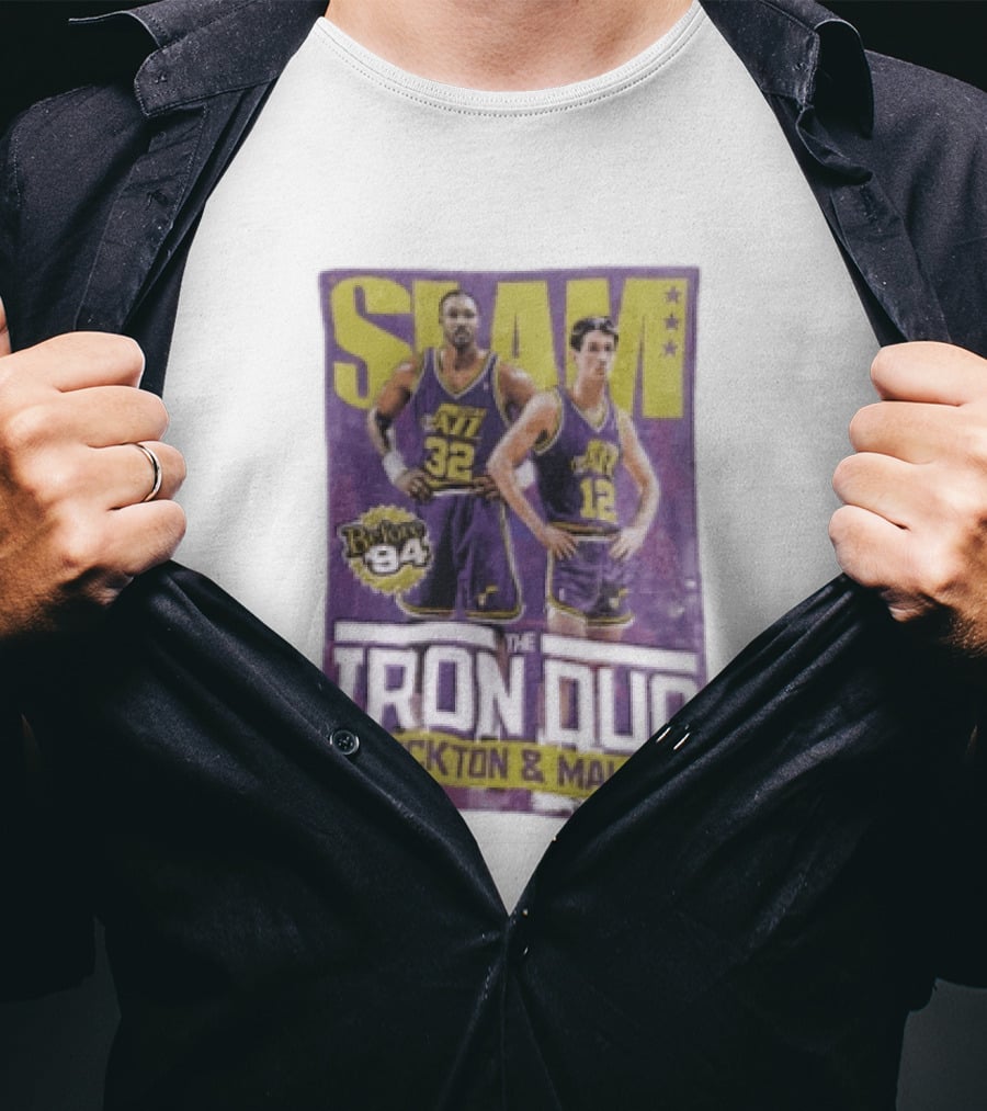 Slam Utah Jazz Before 94 Iron Duo Stockton Malone T-Shirt