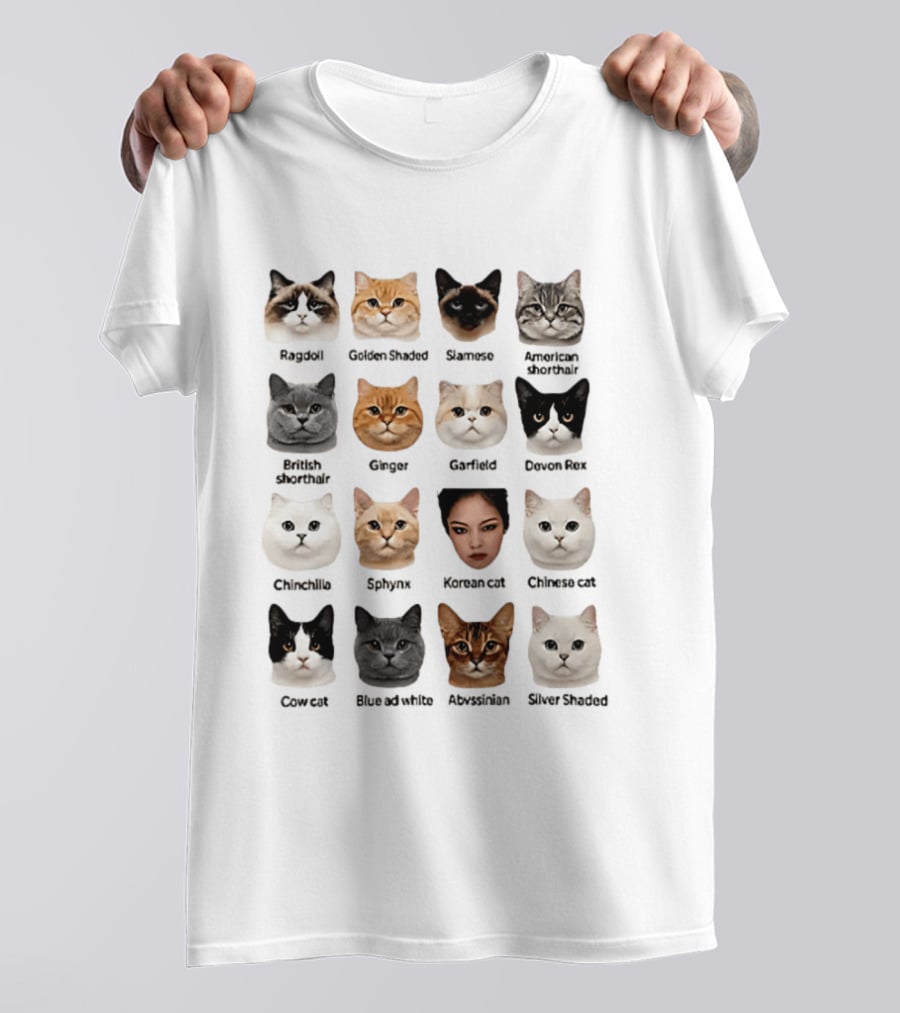 Kpop Cat Breed Chart Korean Cat Jennie Blackpink Meme T-Shirt