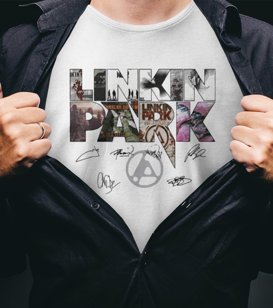 Linkin Park Album Art Collage Signatures T-Shirt
