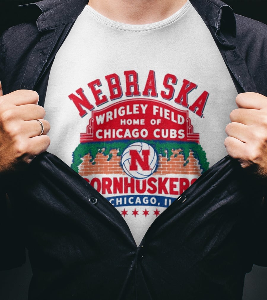 Nebraska Cornhuskers Volleyball Wrigley Field Home Of Chicago Cubs 2026 Chicago IL T-Shirt