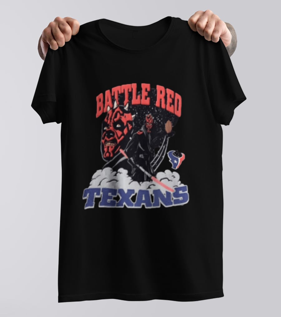 Battle Red Texans Football Star Wars Darth Maul NFL T-Shirt