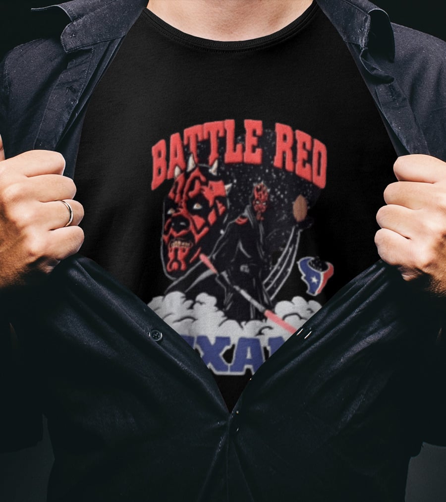 Battle Red Texans Football Star Wars Darth Maul NFL T-Shirt
