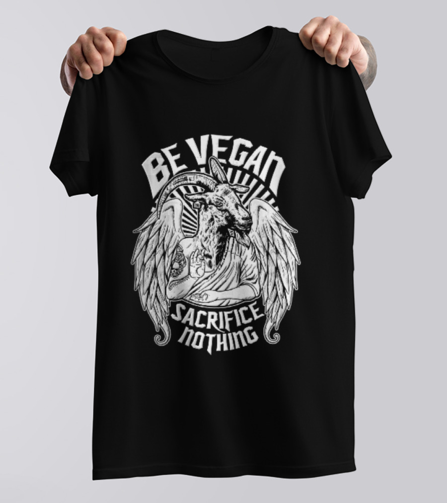Be Vegan Sacrifice Nothing Anticarnist Winged Goat Third Eye Line T-Shirt